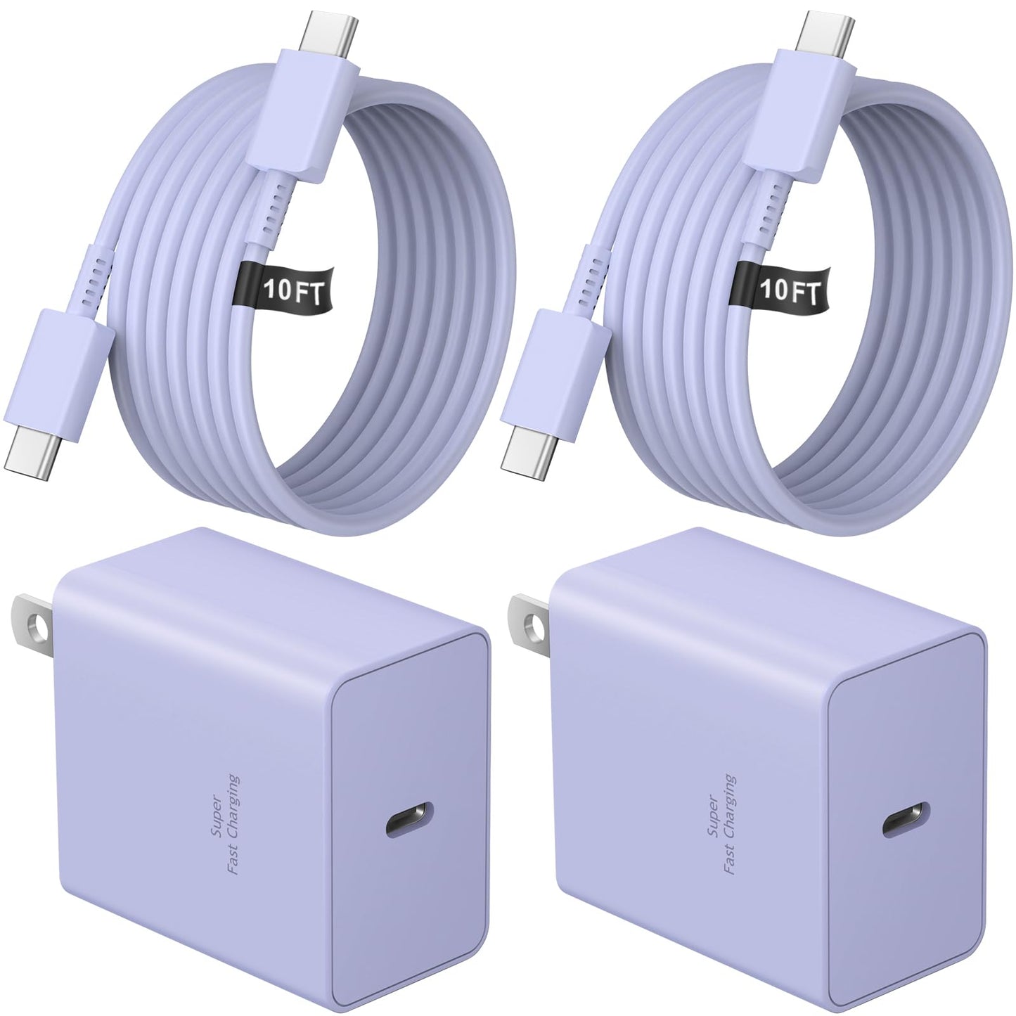 45W Type-C Fast Charger, 2-Pack USB C Fast Charger Adapter & USB C to USB C Cable, 45W Super Fast Charger for Galaxy S24/S23/S22 Ultra/Plus/Note 20/S20/S21/Galaxy Tab S7/S8 (Black)