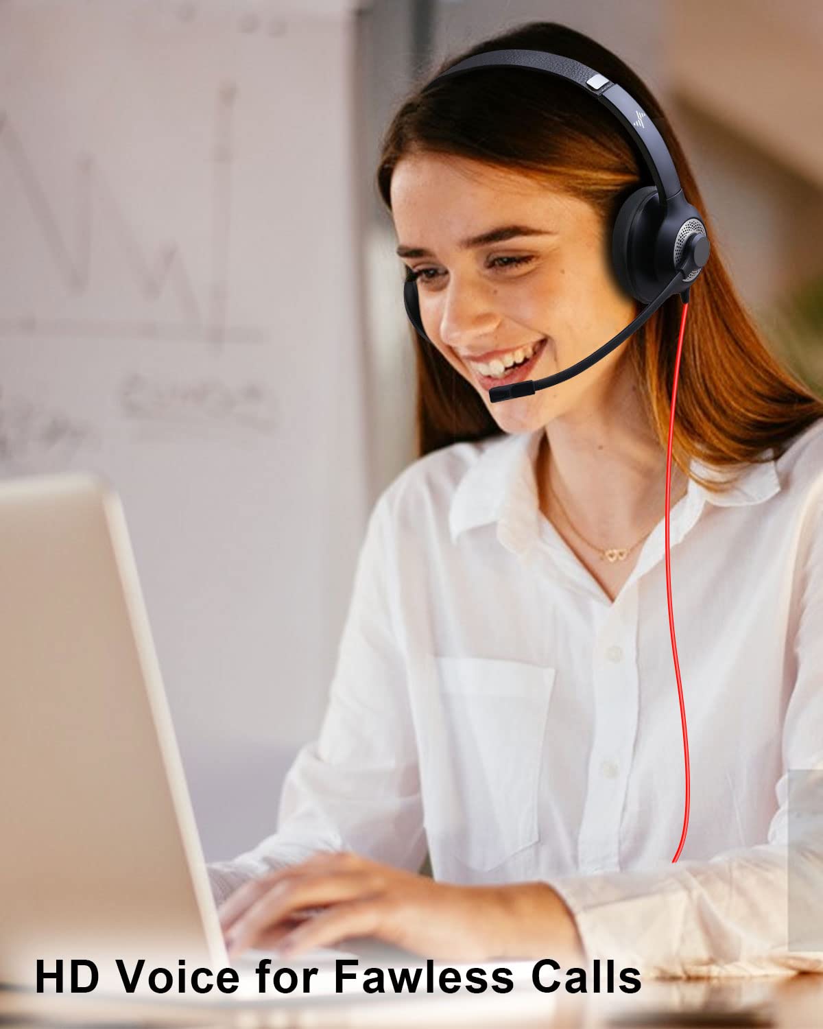 JIAMQISHI USB Headset with Mic for PC, On-Ear Computer Laptop Headphones with Noise Cancelling Microphone in-line Control for Home Office Online Class Skype Zoom