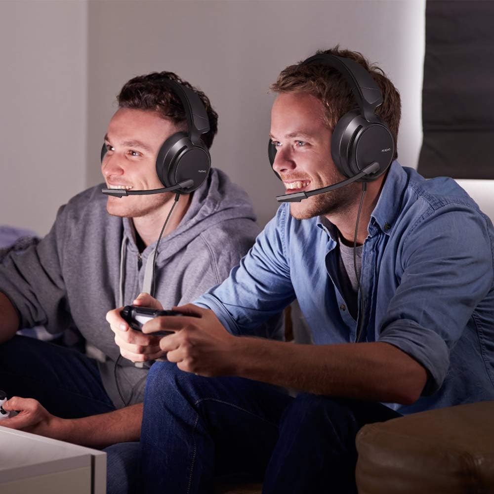 Gaming Headset for PS4, PS5, Xbox One, PC with Bass Surround, Soft Memory Earmuffs, Stereo Headset, Noise-Cancelling Over-Ear Headphones with Mic, Volume Control for Laptop Tablet