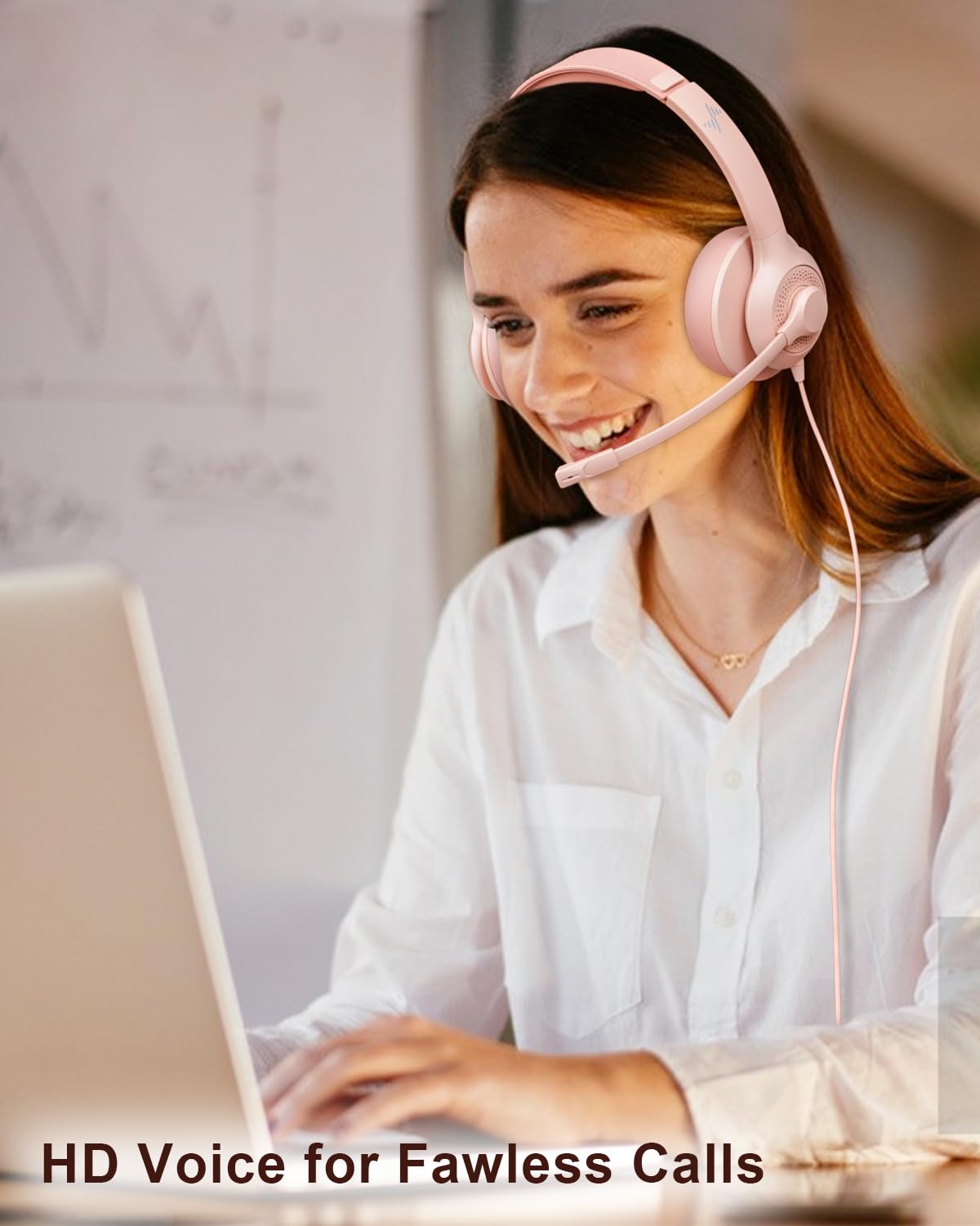 JIAMQISHI USB Headset with Mic for PC, On-Ear Computer Laptop Headphones with Noise Cancelling Microphone in-line Control for Home Office Online Class Skype Zoom