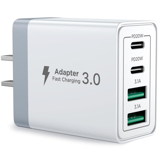 Aioneus USB C Charger Block, 40W Dual USB C Wall Charger PD+QC USB Wall Plug Multiport Type C Power Adapter Fast Charging Block for iPhone 17 16 iPad Galaxy S26 S25 Pixel LG Tablet Android White