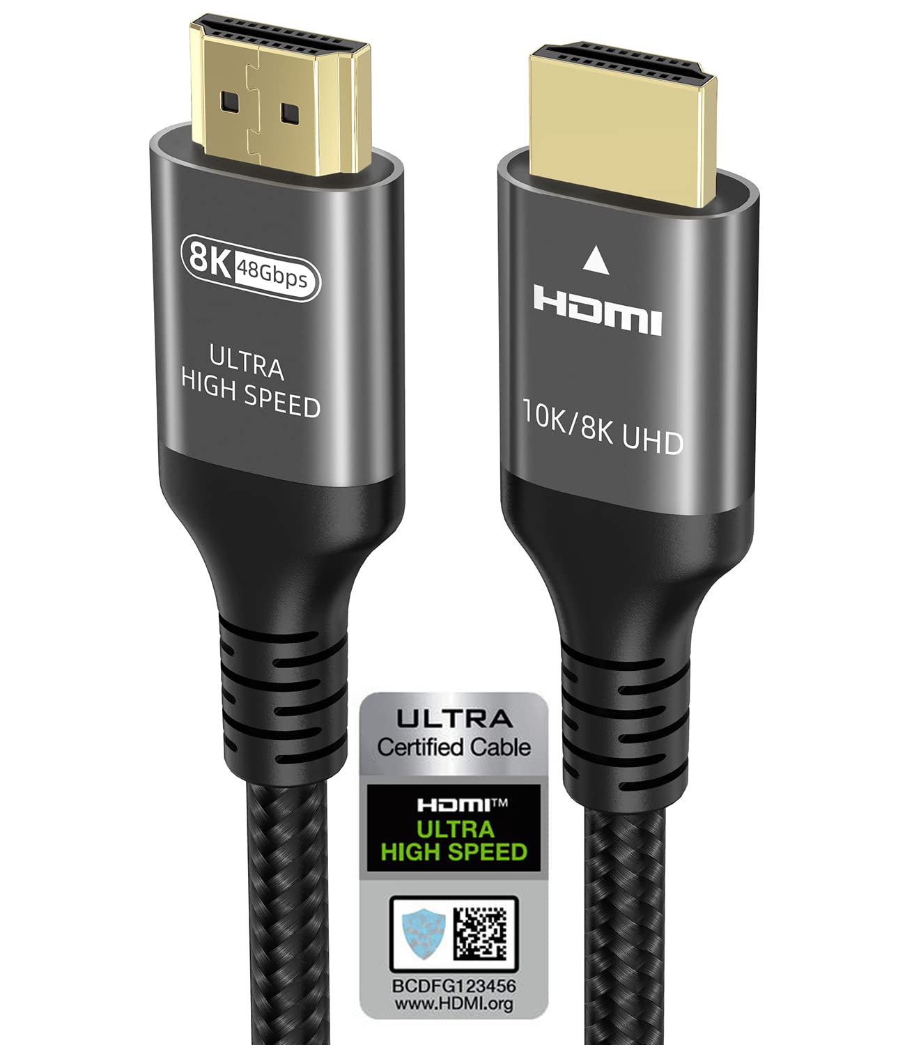 Ubluker 10K 8K 4K HDMI Cable 48Gbps 3.3 FT, Certified Ultra High Speed HDMI® Cable 4K 240Hz 144Hz 120Hz 8K60Hz 0.01ms HDR10+ eARC HDCP2.3 Netflix Roku TV PC Monitor Projector PS5 Xbox