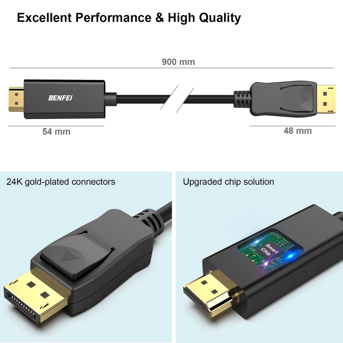 BENFEI 4K DisplayPort to HDMI 6 Feet Cable[Aluminum Shell, Nylon Braided], Uni-Direction DP 1.2 Computer to HDMI 1.4 Screen Cable Compatible with HP, ThinkPad, AMD, NVIDIA, Desktop and More