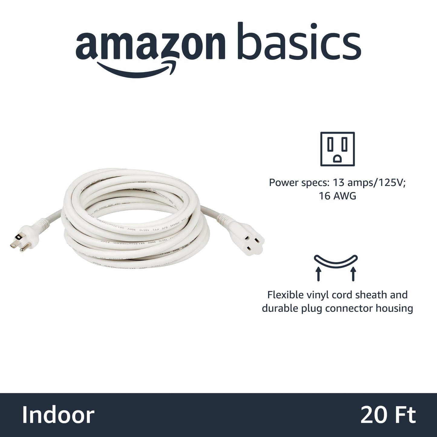 Amazon Basics 6-Foot Extension Cord - 13 Amps, 125V - Black