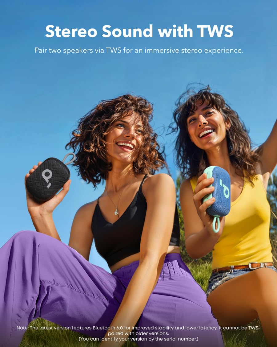 soundcore Select 4 Go Ultra Portable Bluetooth Speaker by Anker, 20H Playtime, IP67 Waterproof and Dustproof, Floatable, Customisable Pro EQ, Wireless Stereo Pairing, Ideal for Home, Outdoors