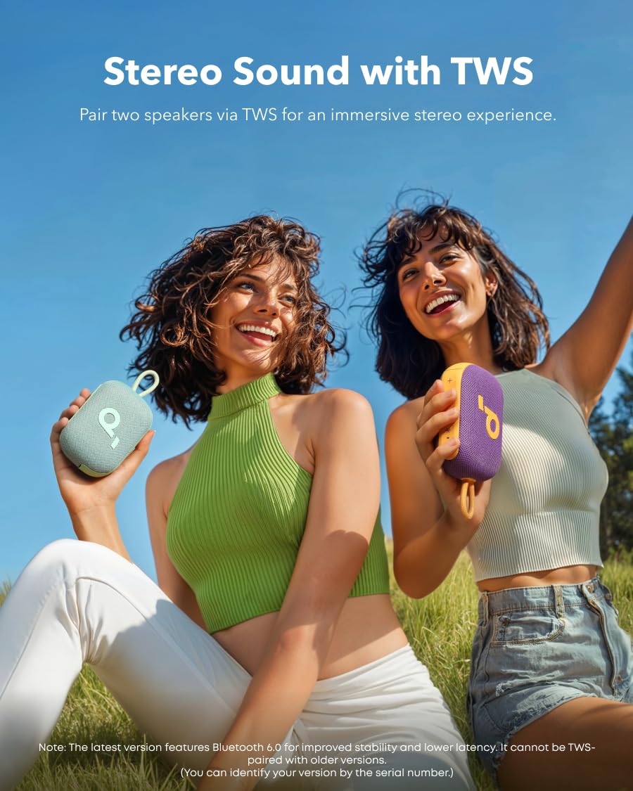 soundcore Select 4 Go Ultra Portable Bluetooth Speaker by Anker, 20H Playtime, IP67 Waterproof and Dustproof, Floatable, Customisable Pro EQ, Wireless Stereo Pairing, Ideal for Home, Outdoors