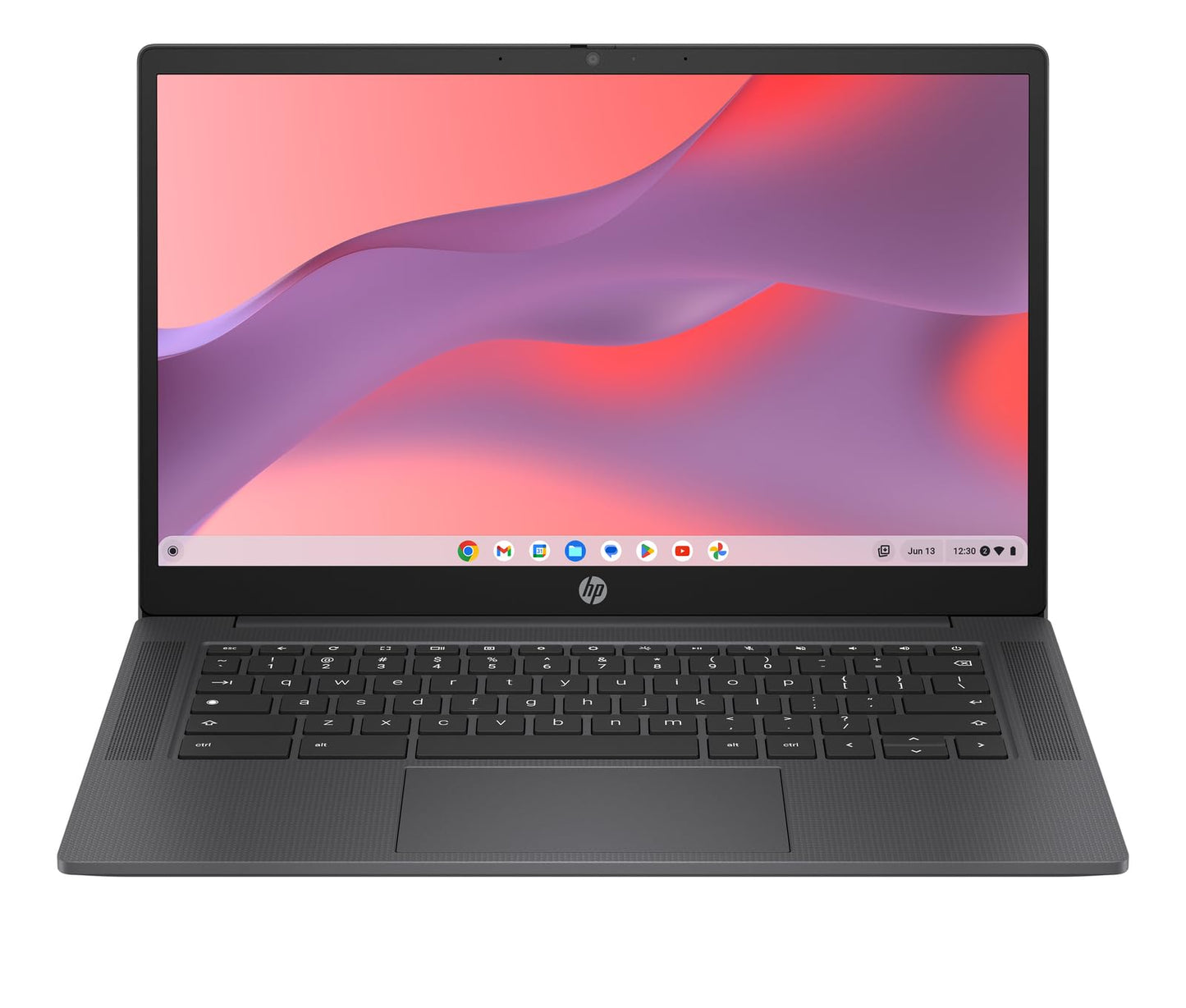 HP Chromebook 14 inch, Intel® Processor N100, 4GB RAM, 128GB UFS, HD(1366 x 768), Anti-Glare, HP True Vision 720p HD Camera w Privacy Shutter, Dual-Array mic, ChromeOS, Chalkboard Grey (14a-nf0036ca)
