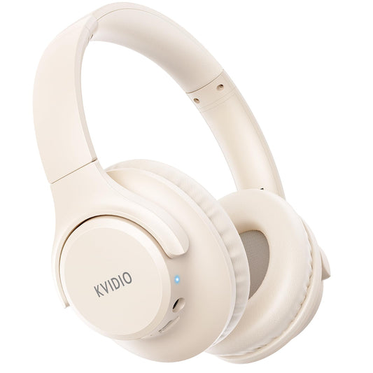 KVIDIO Bluetooth Headphones Over Ear, 65 Hours Wireless Headphones with Microphone, Foldable Lightweight HiFi Stereo Headset with Deep Bass Headphones for Travel Work Laptop PC Cellphone