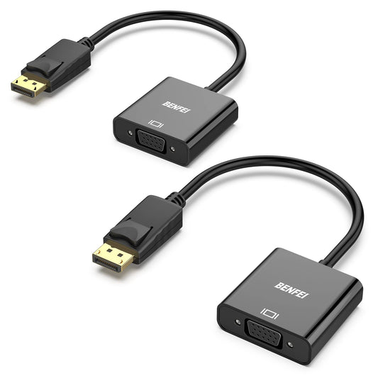 DisplayPort to VGA, Benfei Gold-Plated DP to VGA Adapter (Male to Female) Compatible for Lenovo, Dell, HP, ASUS