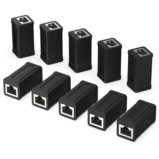 RJ45 Inline Coupler, BENFEI 5 Pack Cat7 Cat6 Cat5e Ethernet Extender 10Gbps Coupler Female to Female