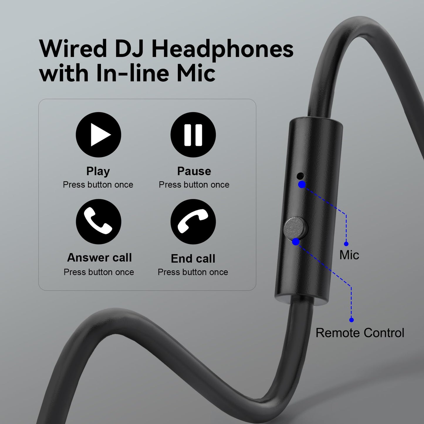 OneOdio Pro-10 Over-Ear Wired Headphones for School, Studio Monitor & Mixing, DJ Stereo Headsets, 50mm Neodymium Drivers, In-Line Mic, 3.5mm/6.35mm Jack for AMP, Computer, Recording, Phone, Piano, Guitar