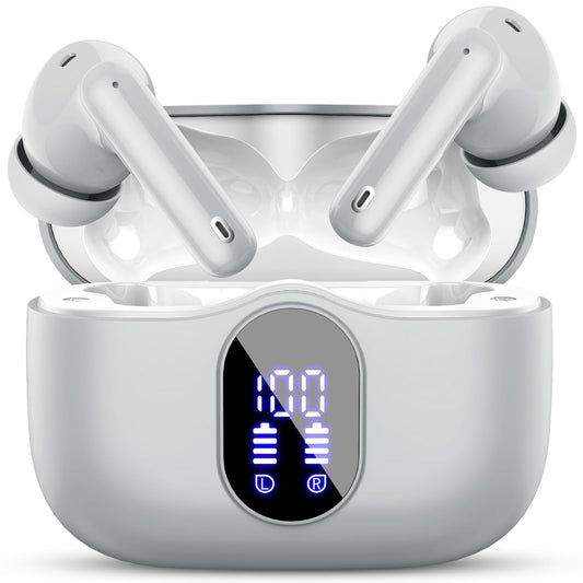 Wireless Earbuds, Bluetooth Headphones 5.4 HiFi Stereo, Wireless Earphones with ENC Noise Cancelling Mic, IP7 Waterproof in Ear Headphones, LED Digital Display Ear Buds, Touch Control, Black