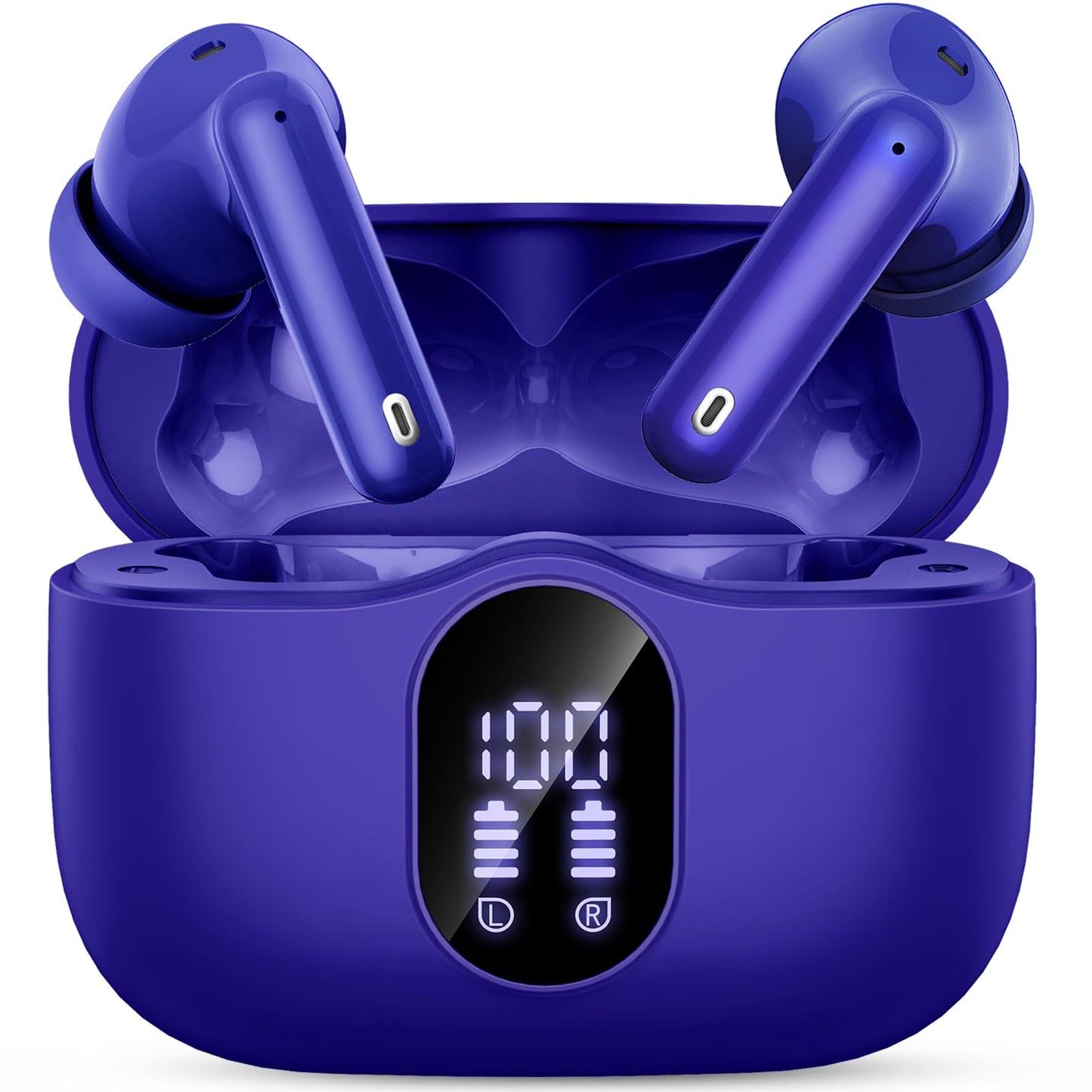 Wireless Earbuds, Bluetooth Headphones 5.4 HiFi Stereo, Wireless Earphones with ENC Noise Cancelling Mic, IP7 Waterproof in Ear Headphones, LED Digital Display Ear Buds, Touch Control, Black