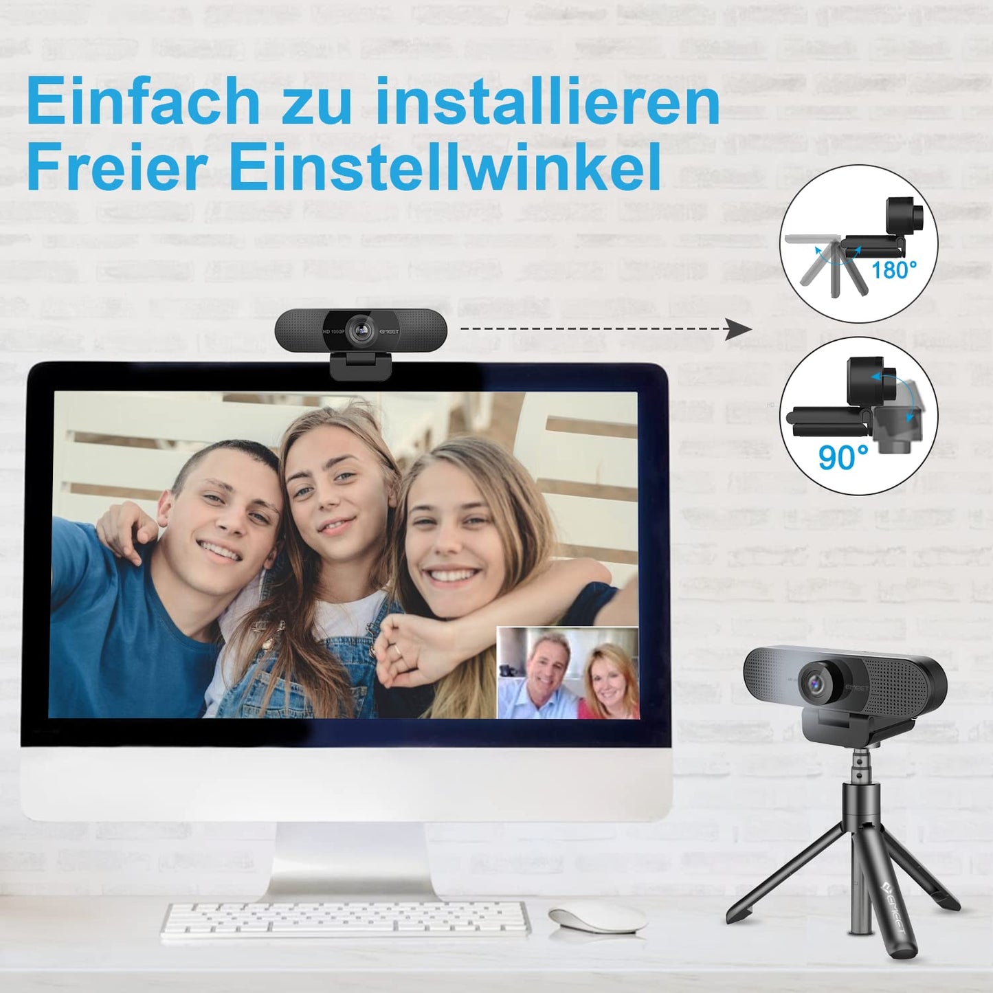 EMEET C960 4K Webcam for PC, PDAF Autofocus, Dual AI Noise-Canceling Mics, 73° FOV, Auto Light Adjustment, UHD Sensor, Plug-and-Play, Privacy Webcam Cover, Compatible with Zoom/Teams/YouTube