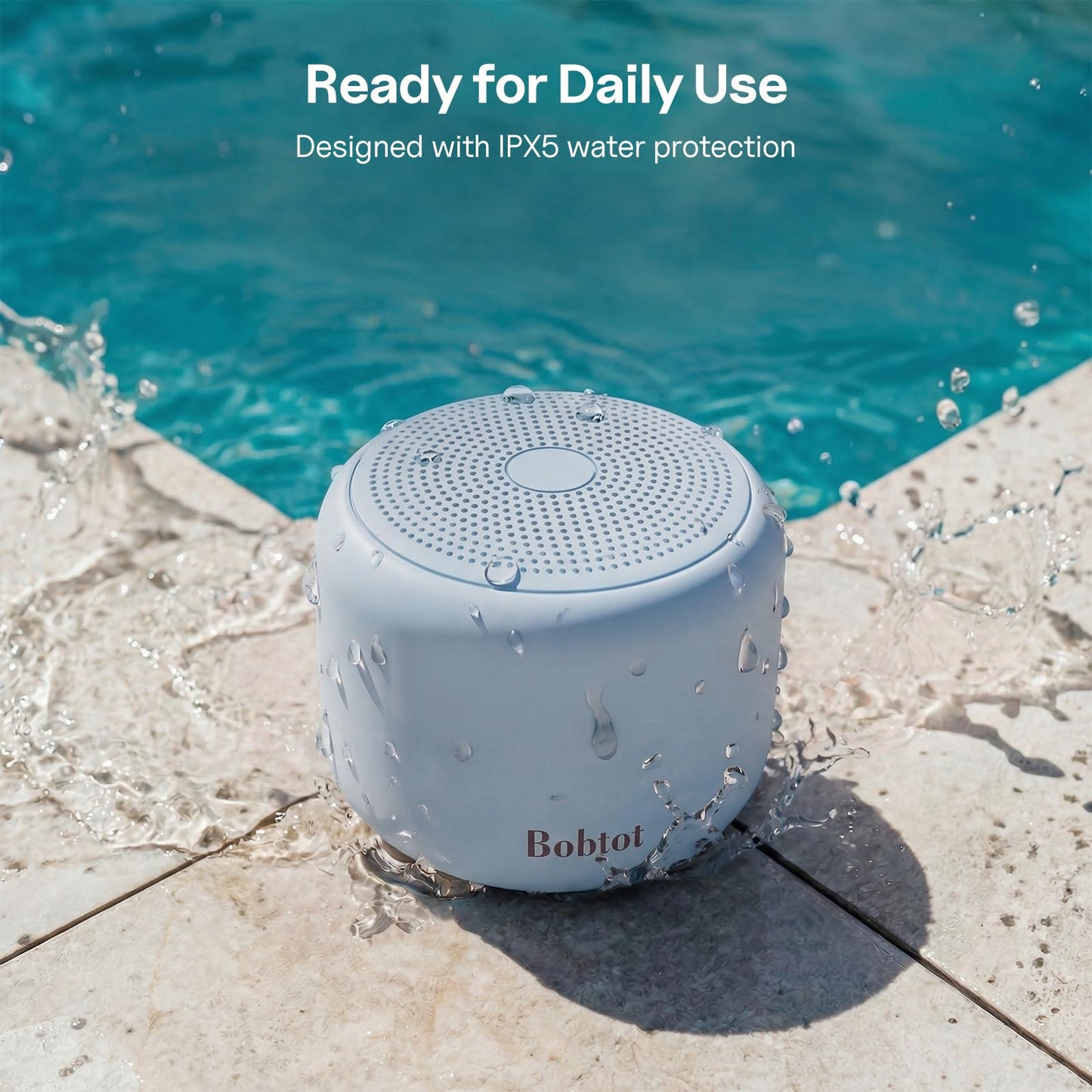 Bobtot Portable Bluetooth Speakers with Strap Easy to Carry, Wireless IPX5 Waterproof Mini Speaker with Loud Stereo Sound, 20 Hours Playtime, Rechargeable Battery, Built-in Microphone (Pink)