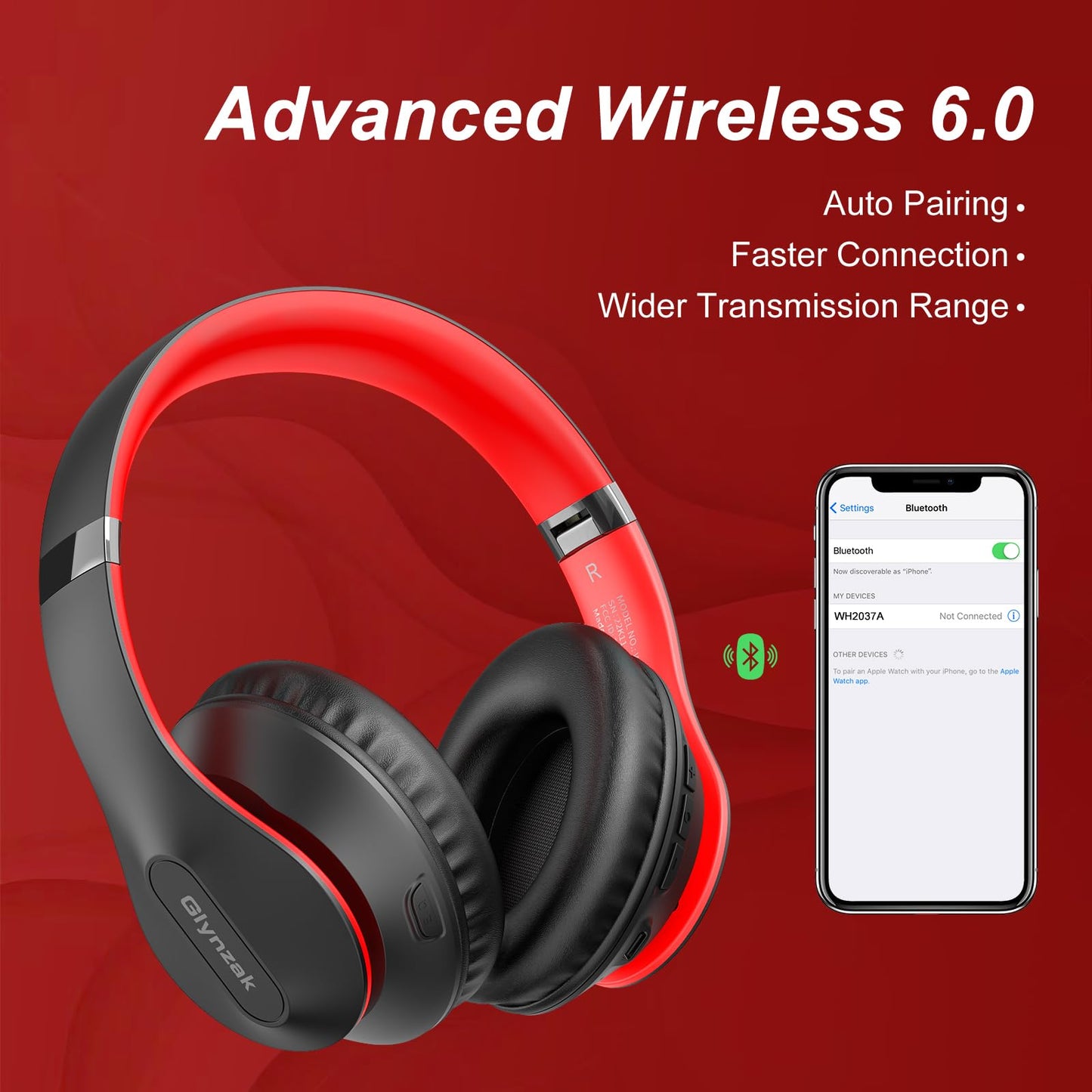 Wireless Bluetooth Headphones Over Ear 65H Playtime HiFi Stereo Headset with Microphone and 6EQ Modes Foldable Bluetooth V6.0 Headphones for Desktop Computer Laptop Rose Gold