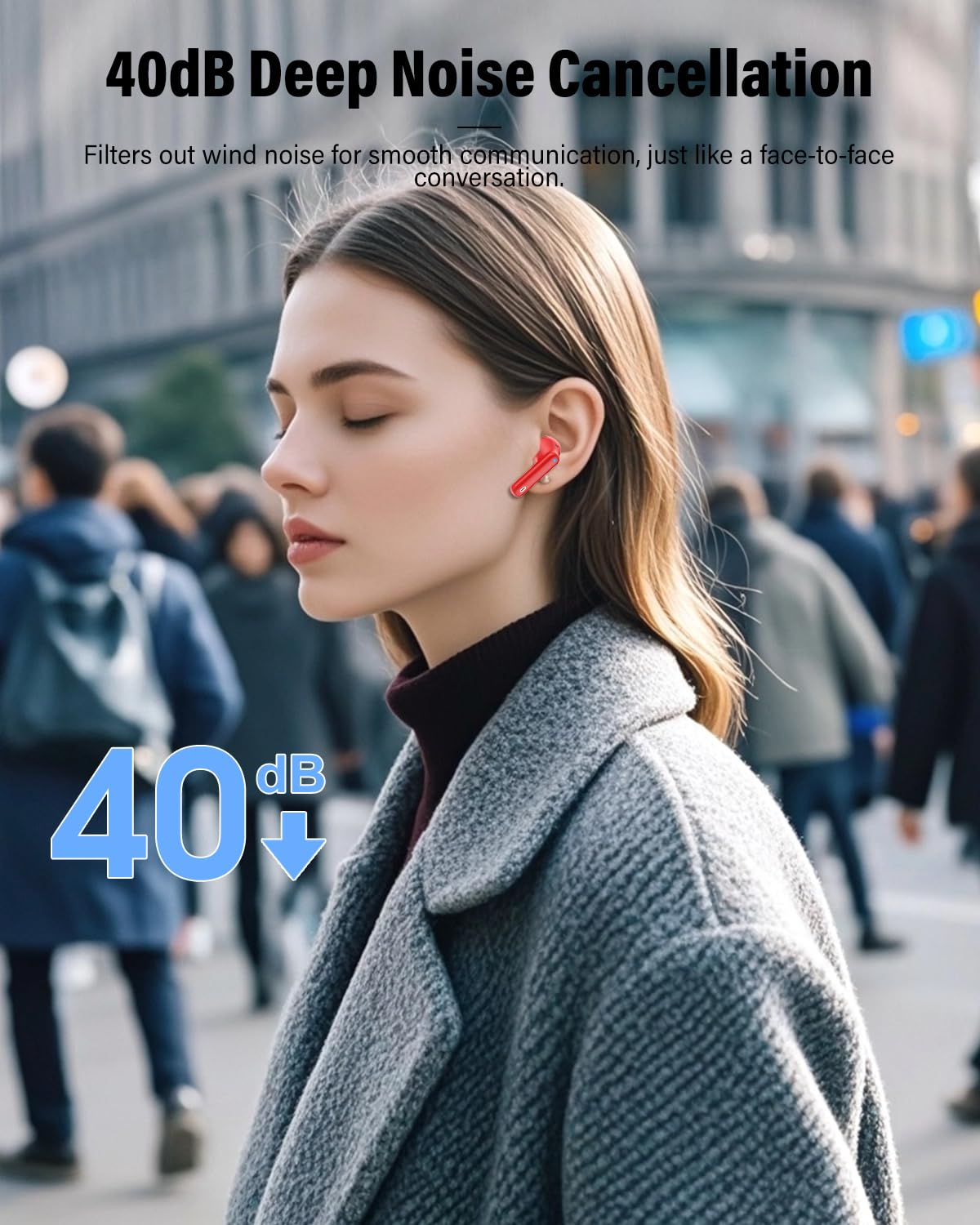 Wireless Earbuds, Bluetooth Headphones 5.4 HiFi Stereo, Wireless Earphones with ENC Noise Cancelling Mic, IP7 Waterproof in Ear Headphones, LED Digital Display Ear Buds, Touch Control, Black