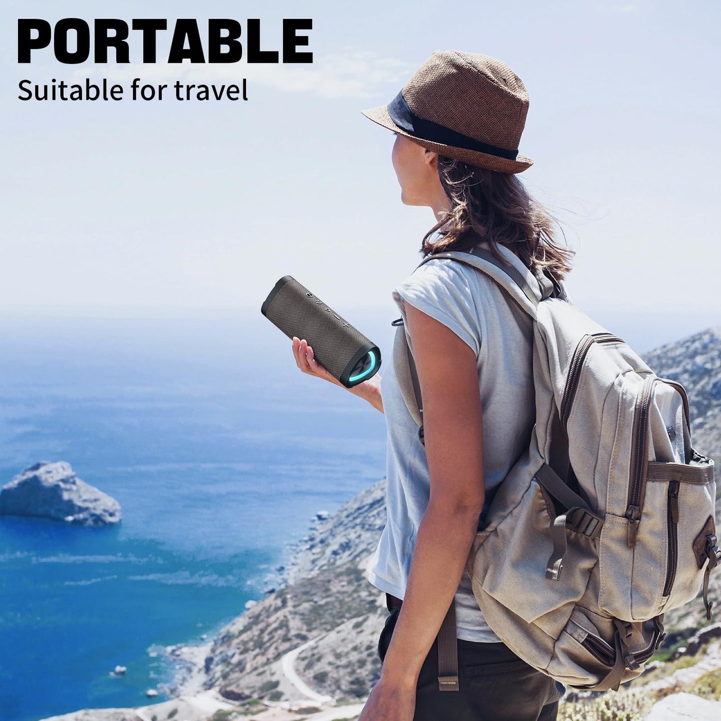 Bluetooth Speaker,Vanzon V40 Portable Wireless Bluetooth Speaker with IPX7 Waterproof, 24W HiFi Stereo Sound,24H Playtime, LED Lights and TWS Dual Pairing, Suitable for Home Outdoors Travel,Great Gift