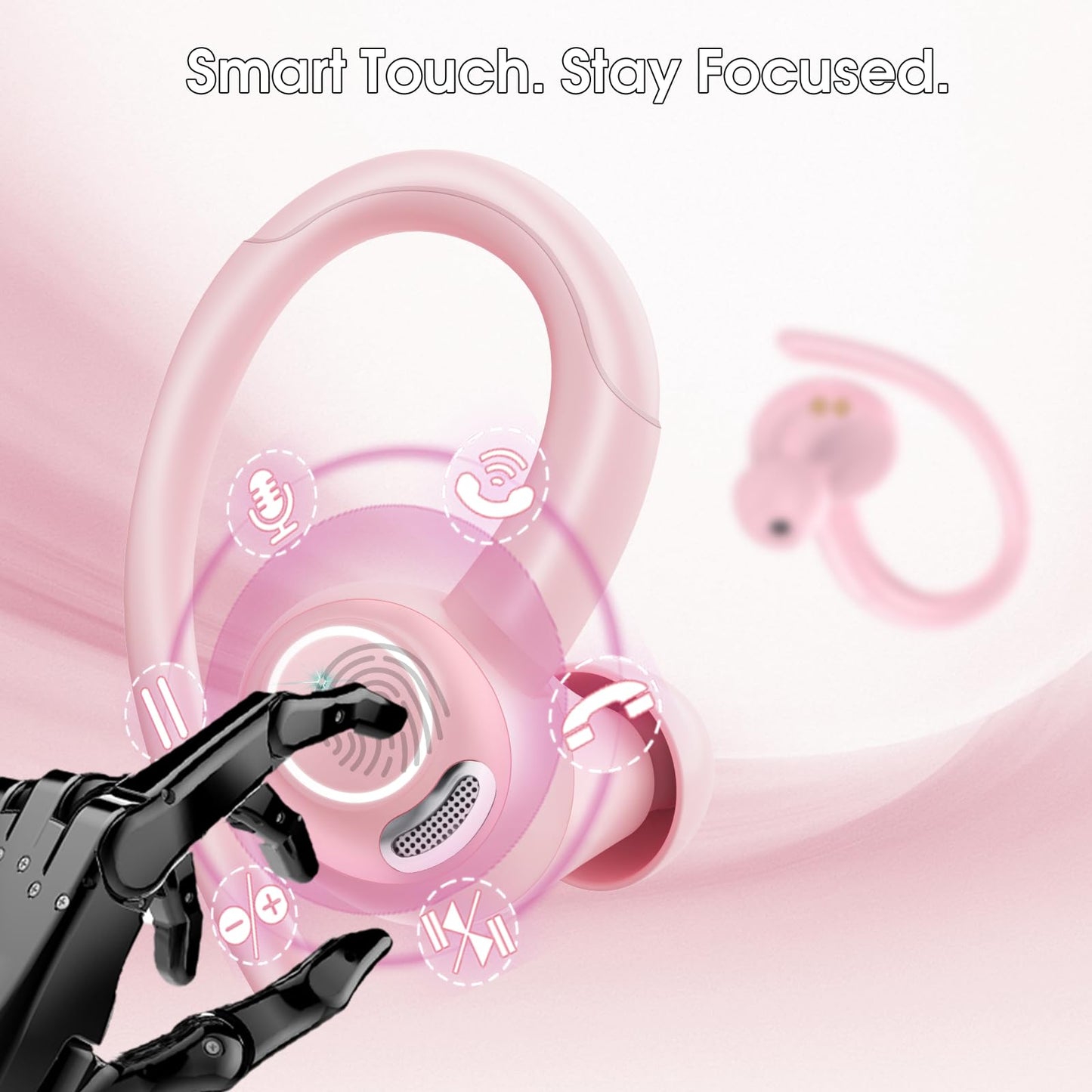 2026 Wireless Earbuds Bluetooth 5.3 Headphones Sports, 48H Earphones with ENC Mic, Stereo Deep Bass Bluetooth Earbuds with Secure Earhook, LED Display, IPX7 Waterproof Ear Buds for Running/Gym/Workout