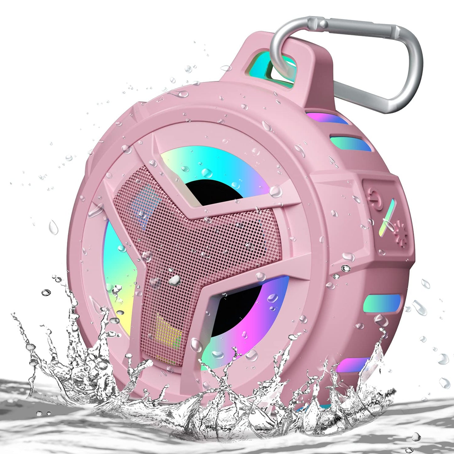 EBODA Bluetooth Shower Speaker, Portable Bluetooth Speakers, IP67 Waterproof Outdoor Speaker Wireless with LED Light, Floating, 2000mAh, True Wireless Stereo for Pool, Kayak, Bike, Golf, Gifts -Black