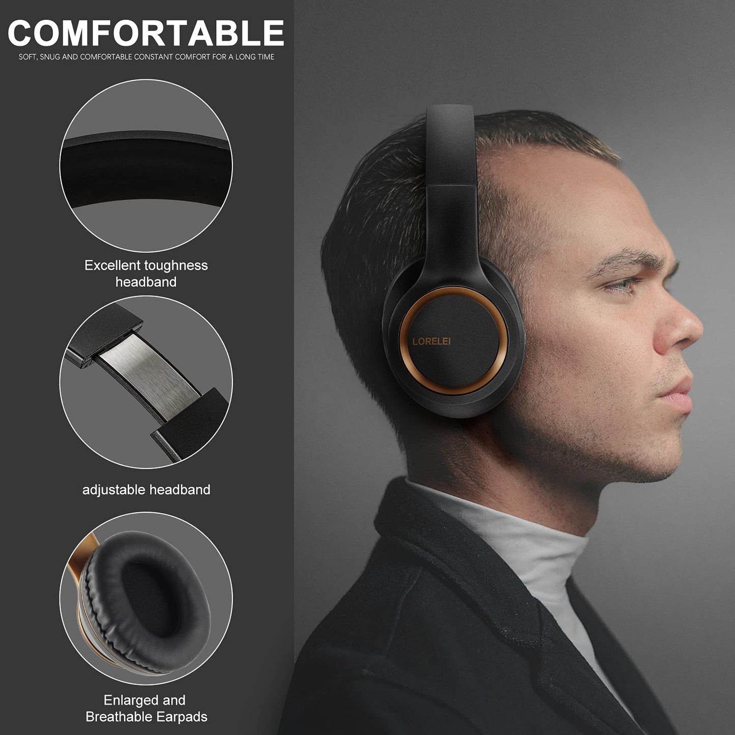 LORELEI X8 Over-Ear Wired Headphones with Microphone with 1.45m-Tangle-Free Nylon Line&3.5mm Plug,Lightweight Foldable & Portable Headphones for Smartphone,Tablet,Computer,Mp3/4（Pearl Pink）