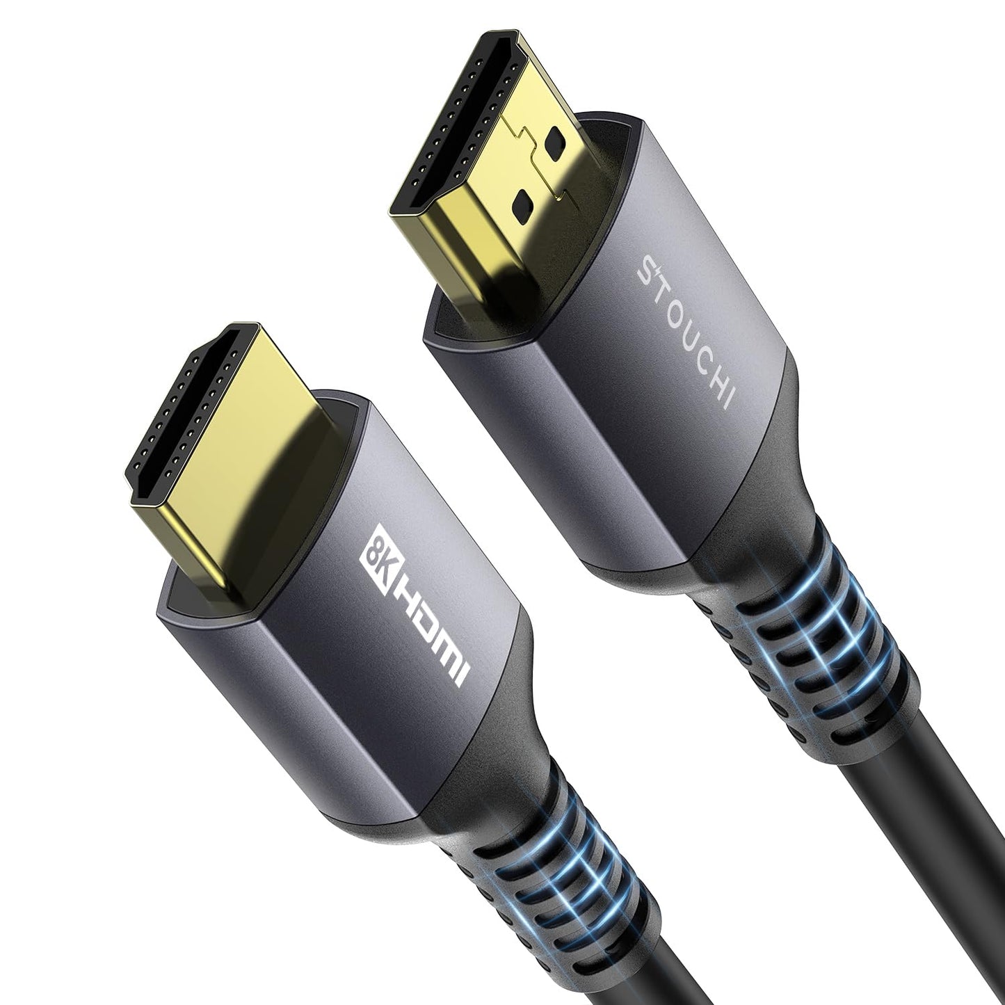 10K 8K HDMI Cables 2-Pack 6.6FT, Stouchi (Certified) 48Gbps Ultra High Speed HDMI® Cable for PS5 4K@120Hz Gaming, 8K@60Hz TVs, eARC Dolby Atmos Home Theater