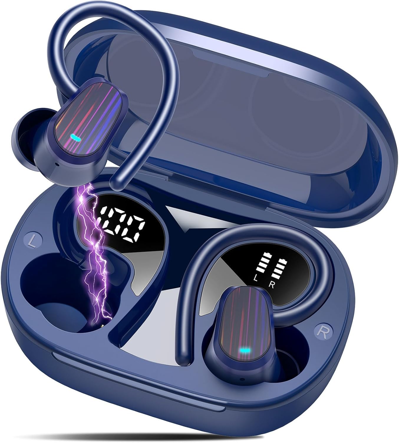 Wireless Earbuds, 50H Bluetooth 5.4 Headphones Sport, Bluetooth Earbuds with ENC Noise Canceling, HiFi Stereo Sound Wireless Earphones with Earhooks, IP7 Waterproof Ear Buds for Sports/Workout/Running