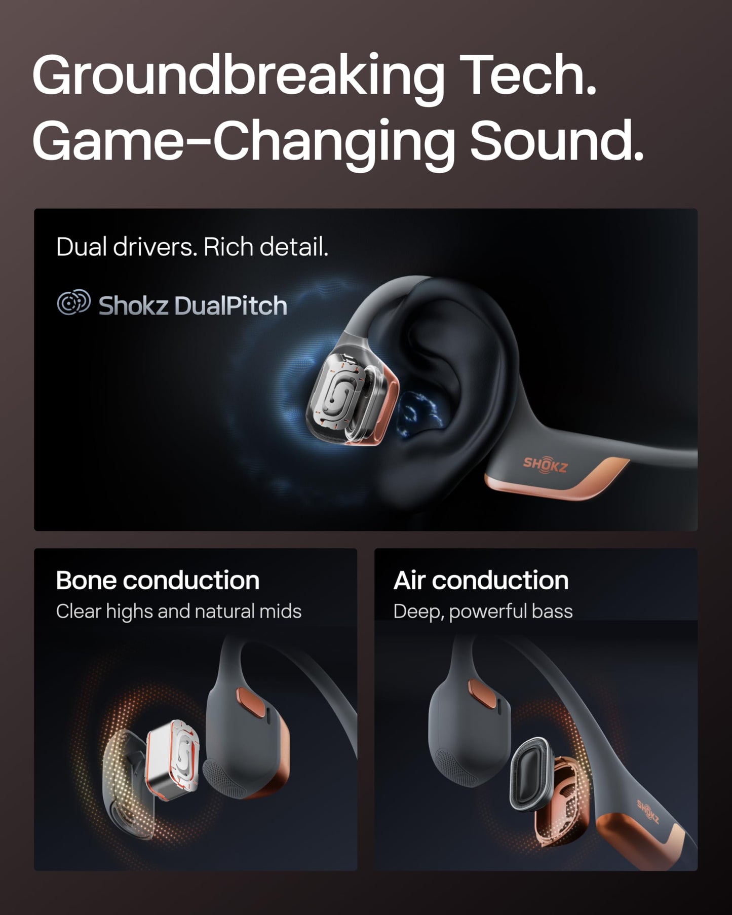 SHOKZ OpenRun Pro 2-Bone Conduction Headphones,Open-Ear Bluetooth Wireless Sport Earphones for Running,Workouts-Sweat Resistant,Comfortable Fit-Deep Bass,Smart Mic,Reflective Strip,Mini,Black