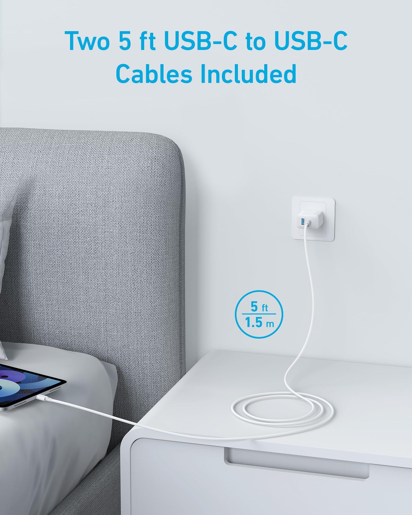 Anker iPhone 17/16 Charger, 2-Pack 20W Fast USB C Charger Block, for iPhone 17/16/16 Pro Max/15 Series/iPad Pro and More (2 Pack & 2 Cable)(Black)