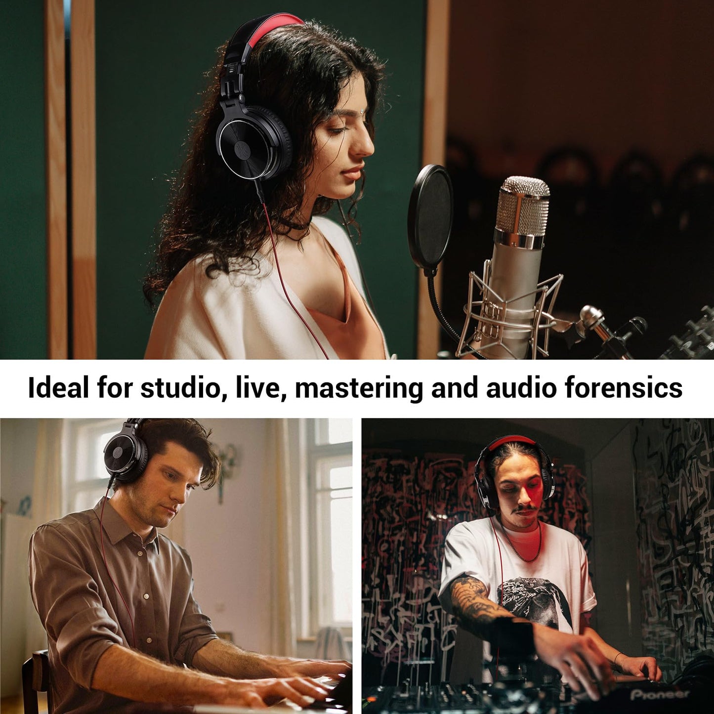 OneOdio Pro-10 Over-Ear Wired Headphones for School, Studio Monitor & Mixing, DJ Stereo Headsets, 50mm Neodymium Drivers, In-Line Mic, 3.5mm/6.35mm Jack for AMP, Computer, Recording, Phone, Piano, Guitar