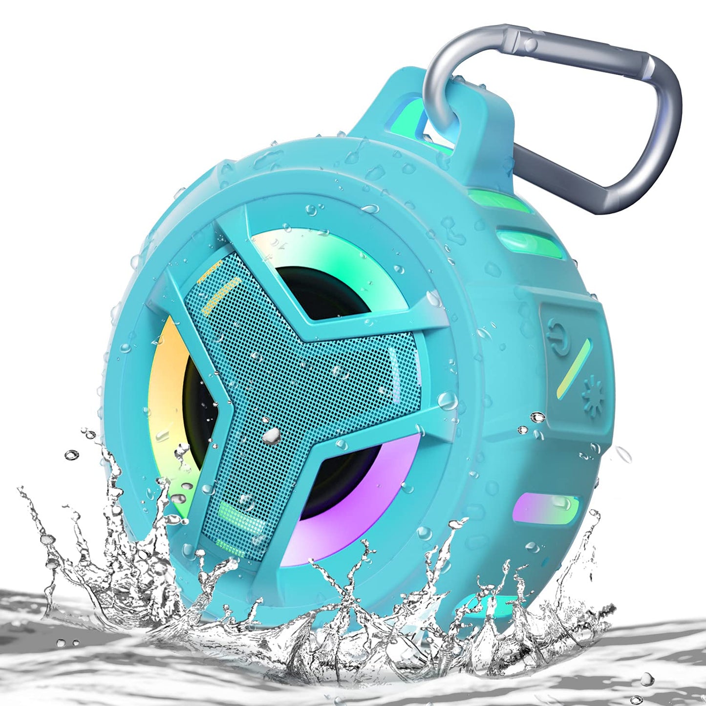 EBODA Bluetooth Shower Speaker, Portable Bluetooth Speakers, IP67 Waterproof Outdoor Speaker Wireless with LED Light, Floating, 2000mAh, True Wireless Stereo for Pool, Kayak, Bike, Golf, Gifts -Black