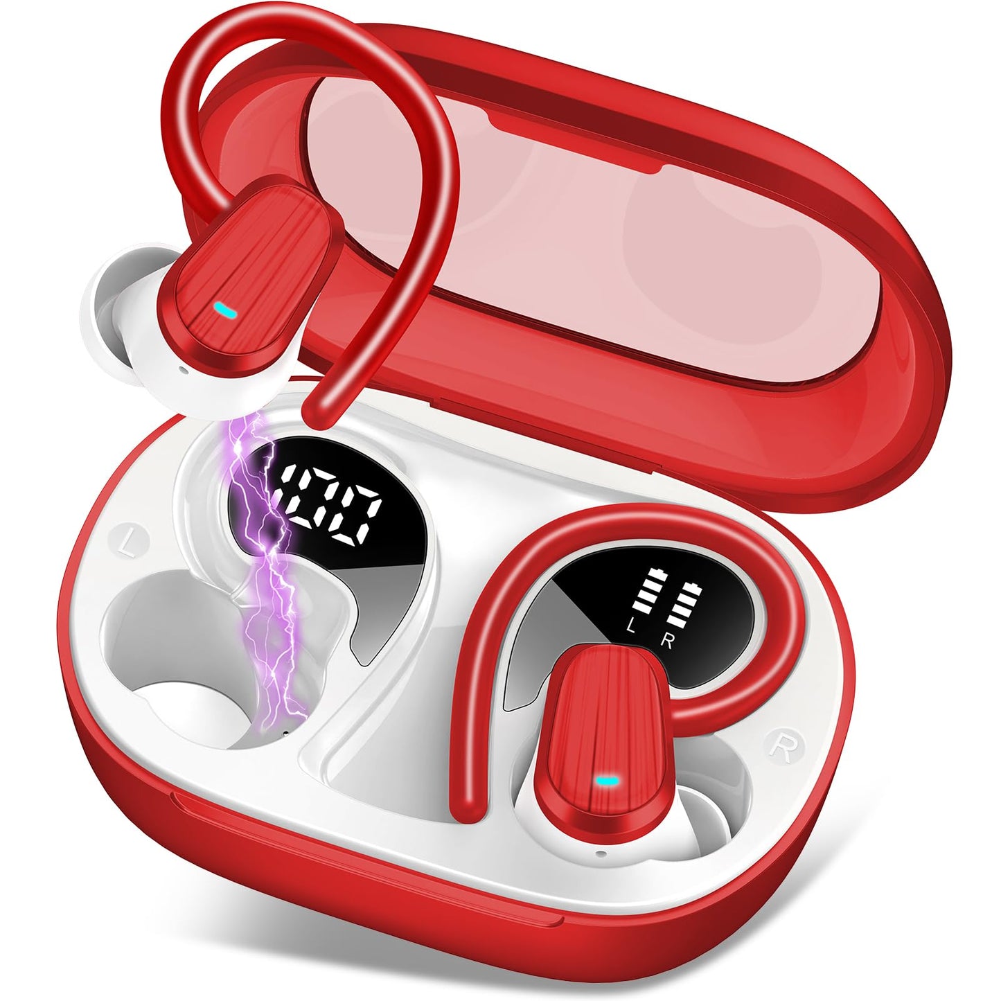 Wireless Earbuds, 50H Bluetooth 5.4 Headphones Sport, Bluetooth Earbuds with ENC Noise Canceling, HiFi Stereo Sound Wireless Earphones with Earhooks, IP7 Waterproof Ear Buds for Sports/Workout/Running