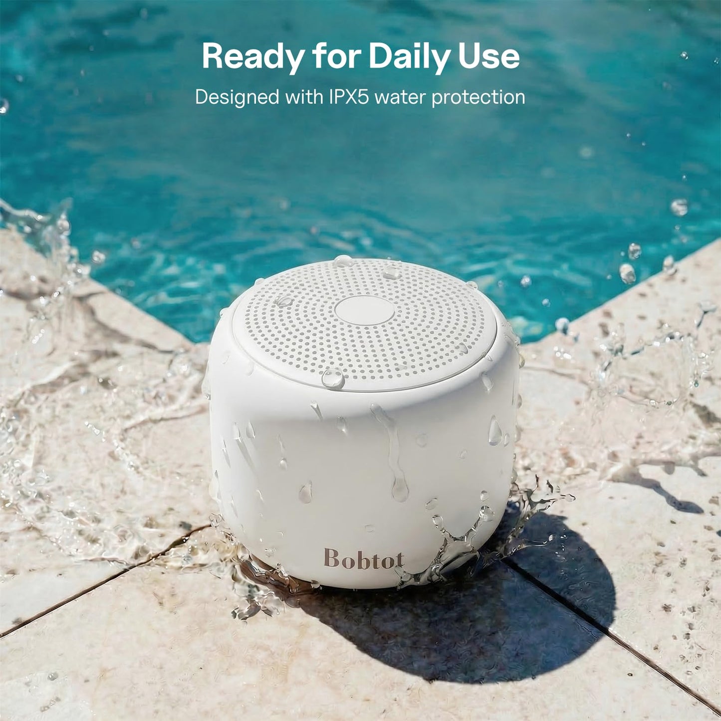 Bobtot Portable Bluetooth Speakers with Strap Easy to Carry, Wireless IPX5 Waterproof Mini Speaker with Loud Stereo Sound, 20 Hours Playtime, Rechargeable Battery, Built-in Microphone (Pink)