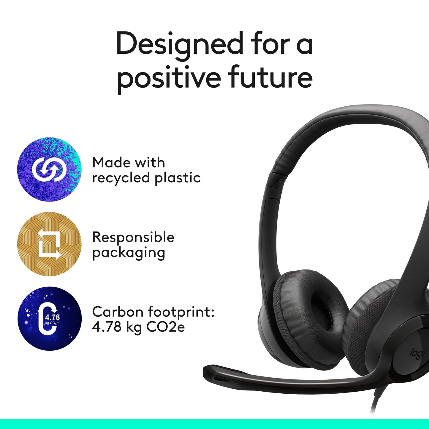 Logitech H390 Wired Headset for PC/Laptop, Stereo Headphones with Noise Cancelling Microphone, USB-A, in-Line Controls, Works with Chromebook - Rose, 1 Pack