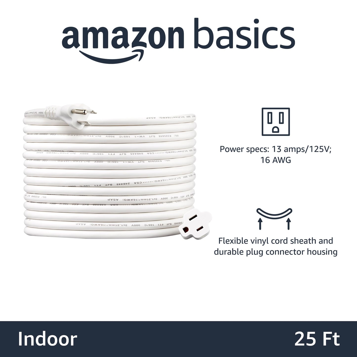 Amazon Basics 6-Foot Extension Cord - 13 Amps, 125V - Black
