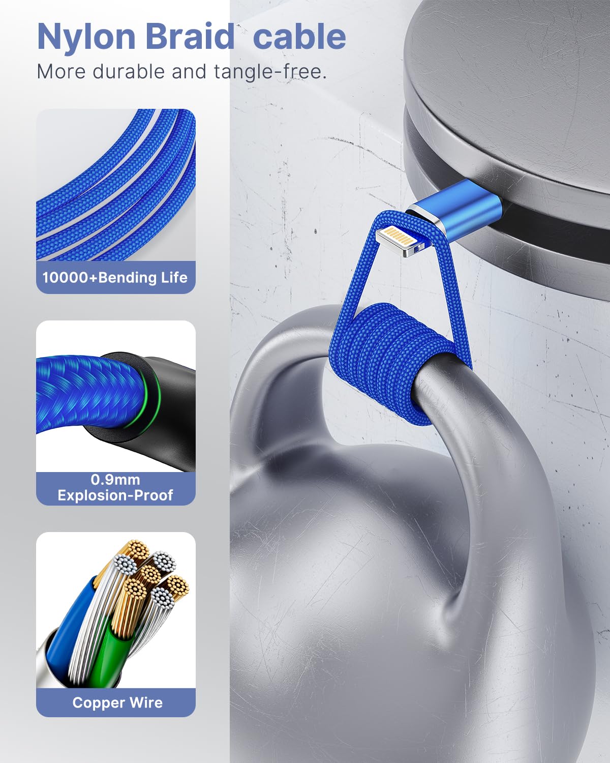 iPhone Charger [Apple MFi Certified] 6FT USB Charger Cable Fast Charging USB to Lightning Cable Braided Cord Compatible with iPhone 14 13 12 11 Pro Max XR XS X 8 7 6 Plus SE, iPad