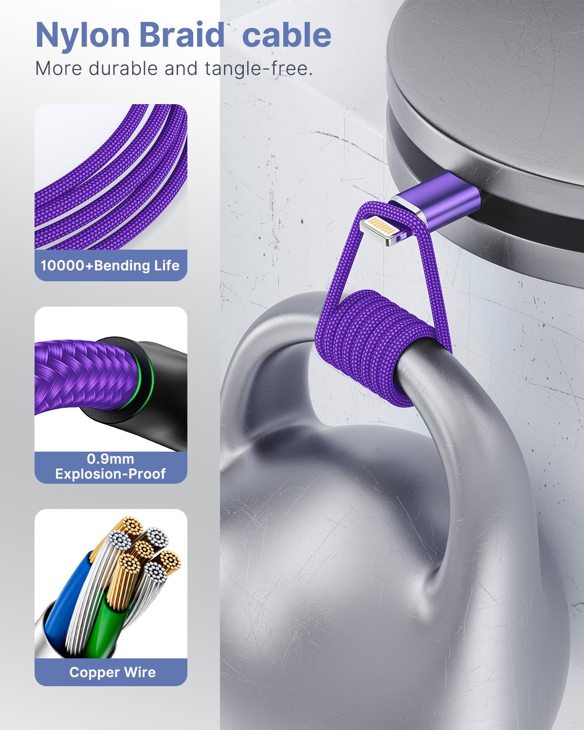 iPhone Charger [Apple MFi Certified] 6FT USB Charger Cable Fast Charging USB to Lightning Cable Braided Cord Compatible with iPhone 14 13 12 11 Pro Max XR XS X 8 7 6 Plus SE, iPad