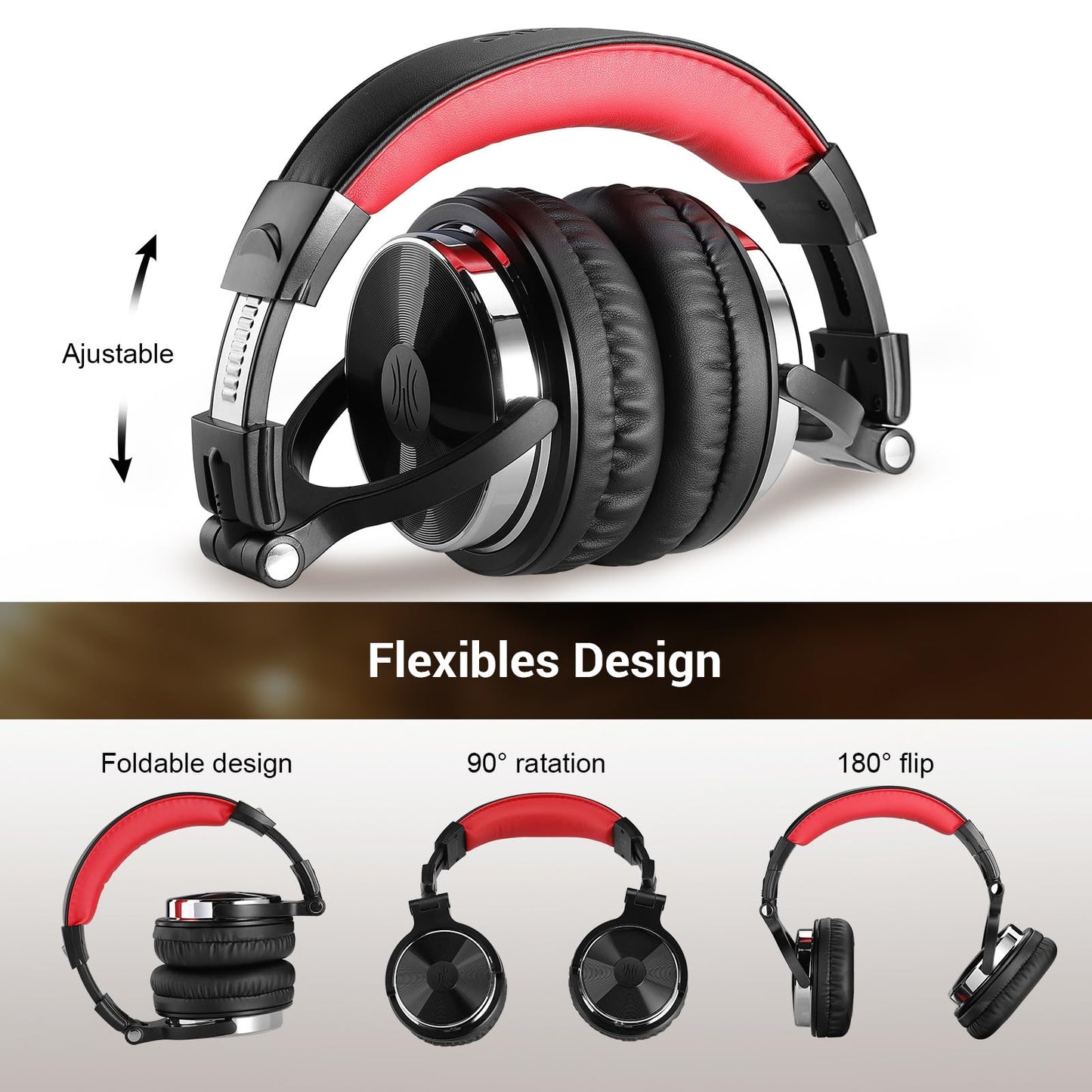 OneOdio Pro-10 Over-Ear Wired Headphones for School, Studio Monitor & Mixing, DJ Stereo Headsets, 50mm Neodymium Drivers, In-Line Mic, 3.5mm/6.35mm Jack for AMP, Computer, Recording, Phone, Piano, Guitar