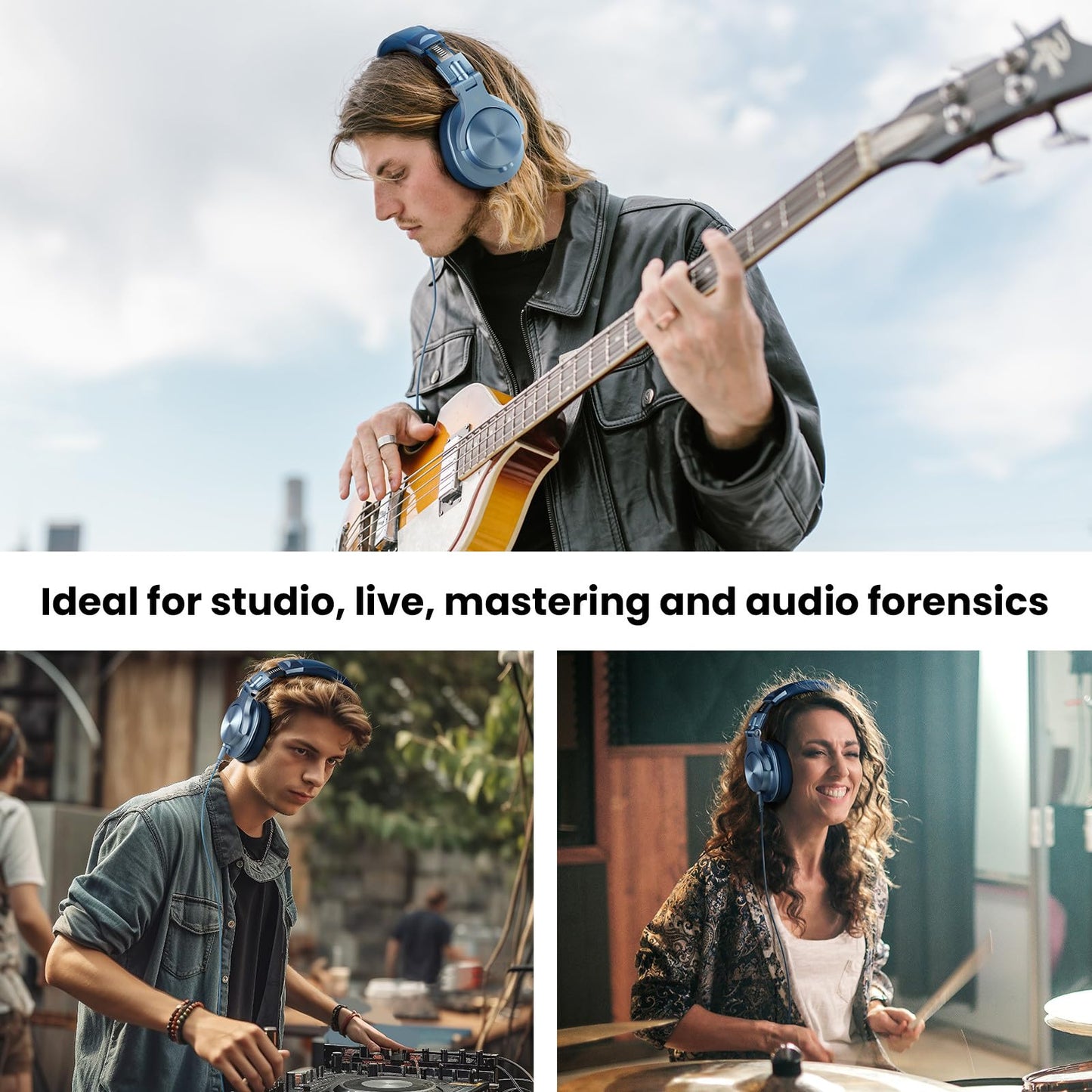 OneOdio A71 Wired Over Ear Headphones, In-Line Mic, Studio Headphones with SharePort, Professional Monitor Recording & Mixing Foldable Headphones with Hi-Res Sound for DJ Guitar Amp Computer PC