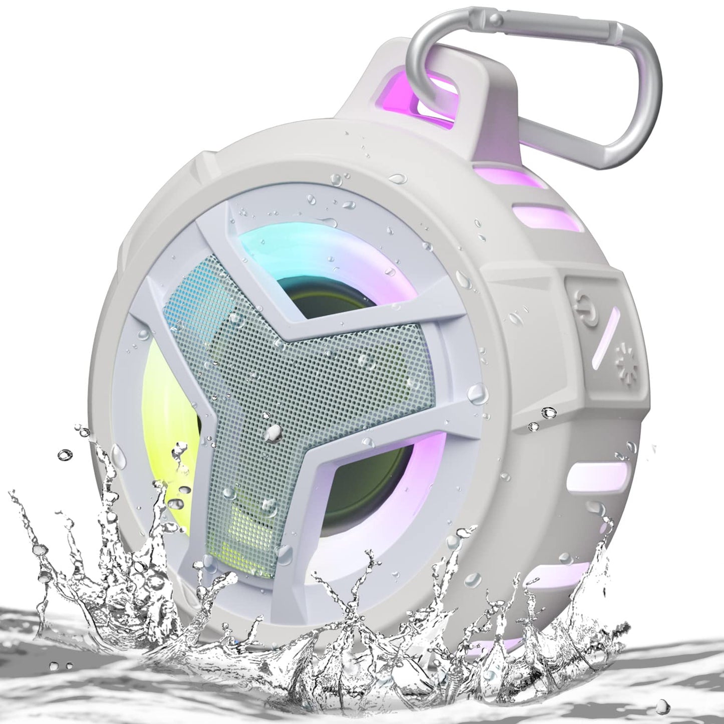 EBODA Bluetooth Shower Speaker, Portable Bluetooth Speakers, IP67 Waterproof Outdoor Speaker Wireless with LED Light, Floating, 2000mAh, True Wireless Stereo for Pool, Kayak, Bike, Golf, Gifts -Black