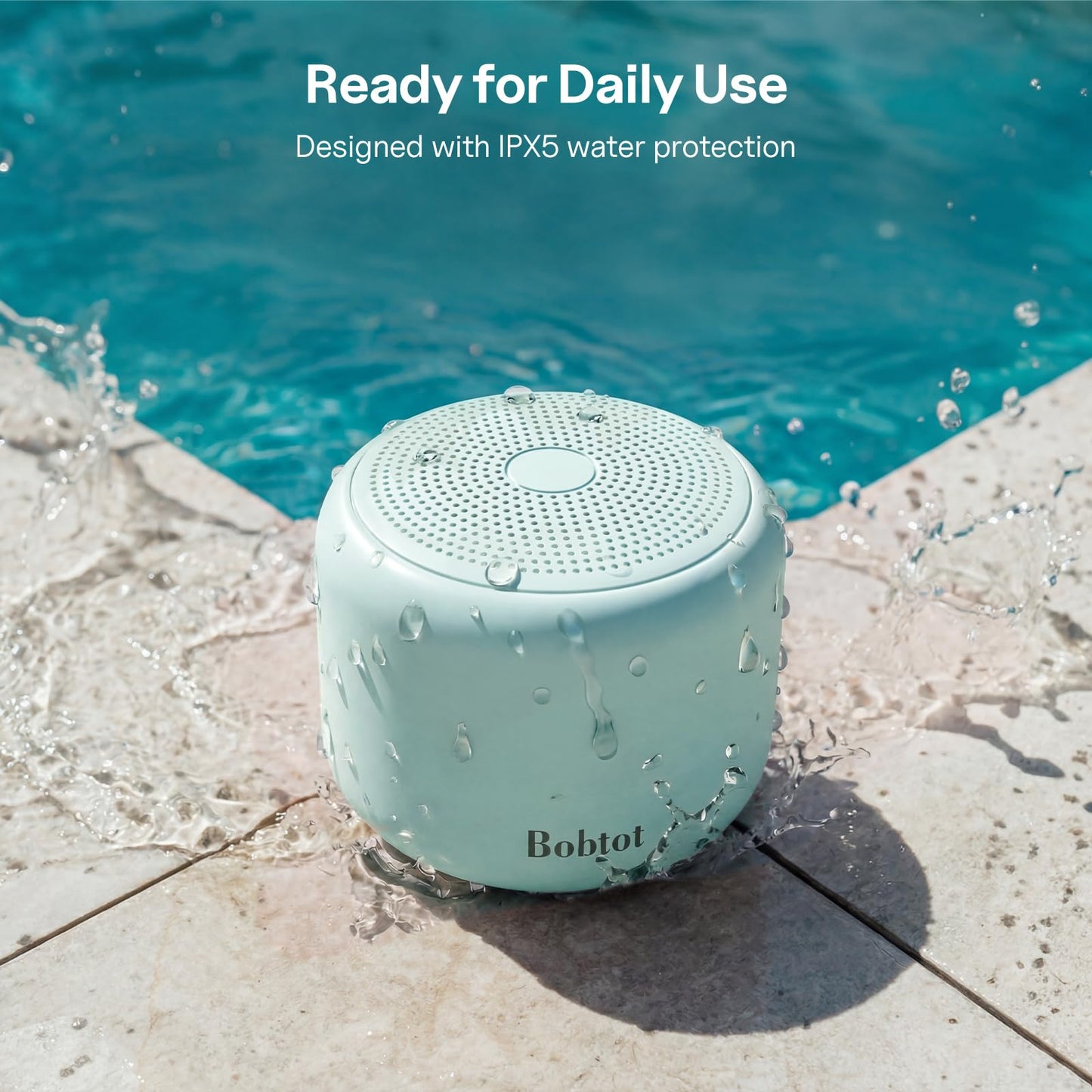 Bobtot Portable Bluetooth Speakers with Strap Easy to Carry, Wireless IPX5 Waterproof Mini Speaker with Loud Stereo Sound, 20 Hours Playtime, Rechargeable Battery, Built-in Microphone (Pink)