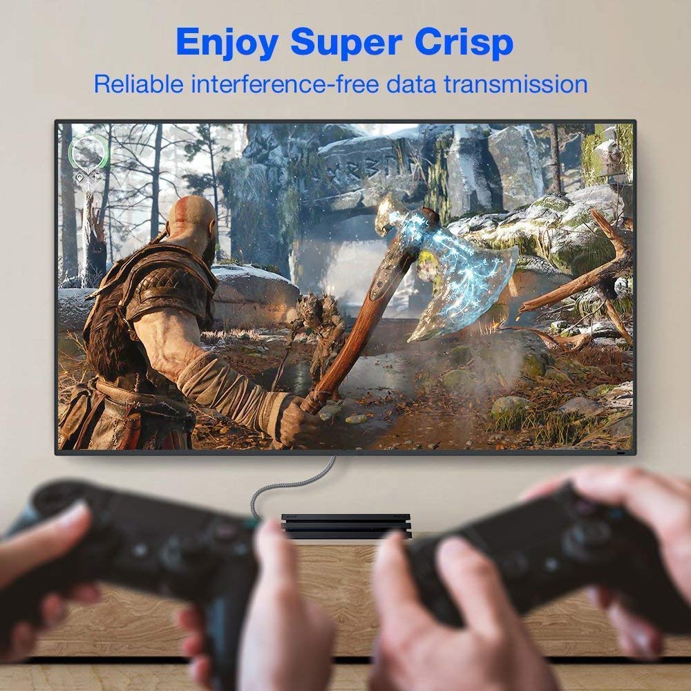 HDMI Cable 6.6feet(2meter), 4K HDMI Lead-Snowkids HDMI Cable 4K@60Hz, 3D Support, Ethernet Function, Video 4K UHD 2160p, HD 1080p, 3D - (for Fire TV, for PS-3/4, for Netfilx)