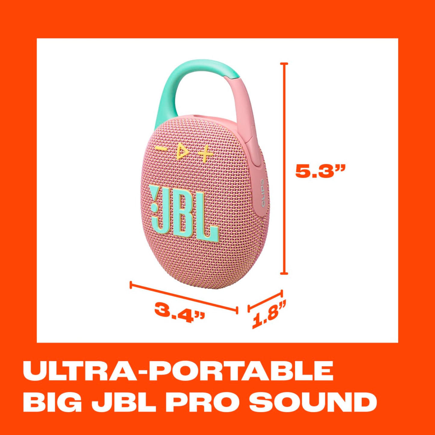JBL Clip 5 - Ultra-Portable, Waterproof and Dustproof Bluetooth Speaker, Integrated Carabiner, Up to 12 Hours of Play, Made in Part with Recycled Materials (Blue)