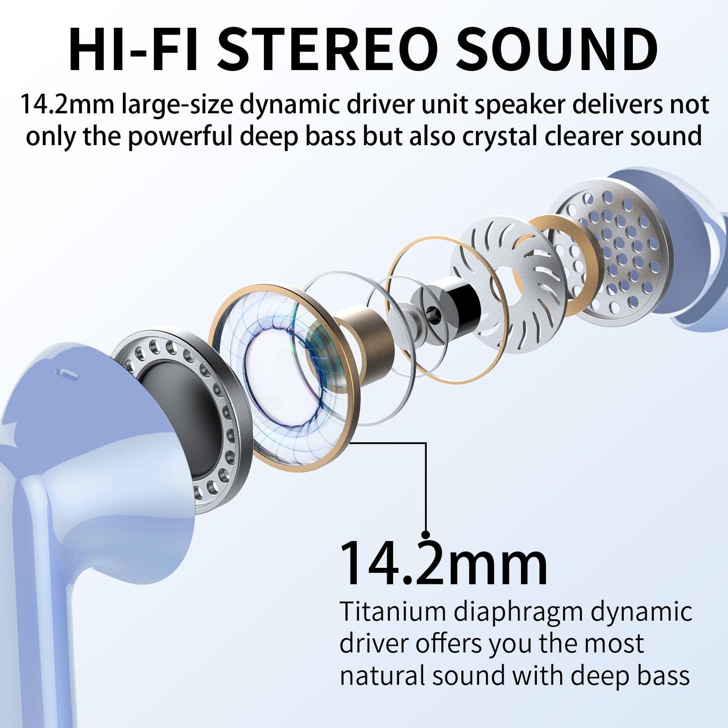 Wireless Earbuds, Bluetooth Headphones 5.4 HiFi Stereo, Wireless Earphones with ENC Noise Cancelling Mic, IP7 Waterproof in Ear Headphones, LED Digital Display Ear Buds, Touch Control, Black
