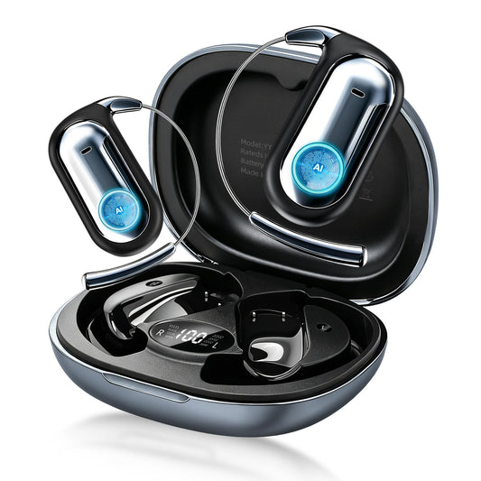 AI Translation Earbuds Real Time 96H Open Ear Bluetooth 6.1 Translator Earbuds w/Ultra-Slim Earhooks 198 Language Two-Way Translator Device Game & Music Dual Modes No Subscription for Travel Learning
