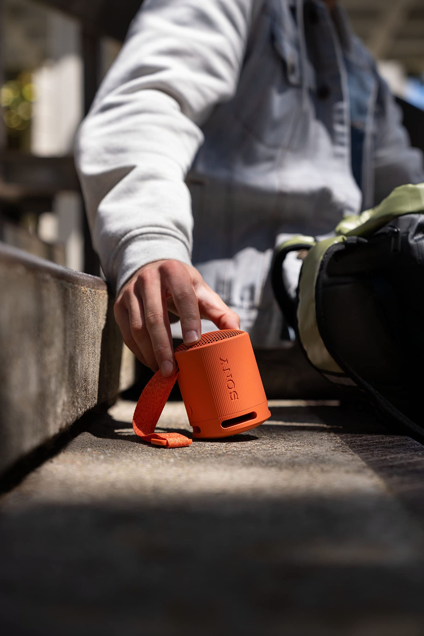 Sony SRS-XB100 Wireless Bluetooth Portable Lightweight Super-Compact Travel Speaker, Extra-Durable IP67 Waterproof & Dustproof, 16 Hour Battery, Versatile Strap, and Hands-Free Calling, Grey New