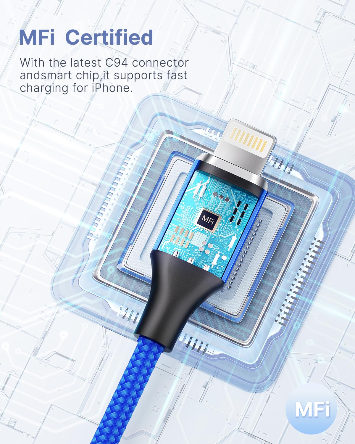 iPhone Charger [Apple MFi Certified] 6FT USB Charger Cable Fast Charging USB to Lightning Cable Braided Cord Compatible with iPhone 14 13 12 11 Pro Max XR XS X 8 7 6 Plus SE, iPad