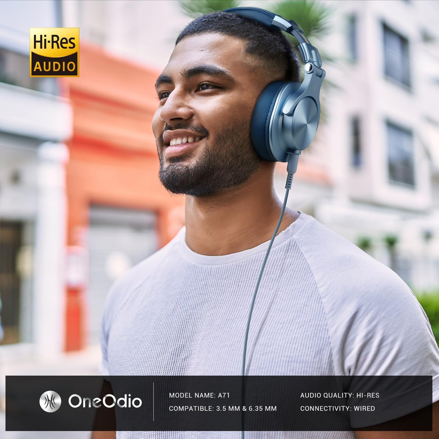 OneOdio A71 Wired Over Ear Headphones, In-Line Mic, Studio Headphones with SharePort, Professional Monitor Recording & Mixing Foldable Headphones with Hi-Res Sound for DJ Guitar Amp Computer PC
