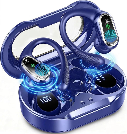 Wireless Earbuds, Bluetooth 5.4 Headphones Sport, LED Display Bluetooth Earbuds with ENC Noise Canceling Mic, 50H Stereo Wireless Headphones with Earhooks, IP7 Waterproof Ear Buds for Running/Workout