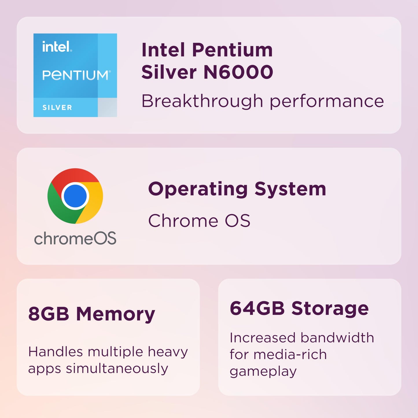 Lenovo Slim 3 Chromebook, 14″ FHD IPS Touchscreen Laptop, MediaTek Kompanio 520 Processor, 4GB RAM, 224GB Storage (64GB eMMC+160GB Docking Station Set), Webcam, Chrome OS, Abyss Blue